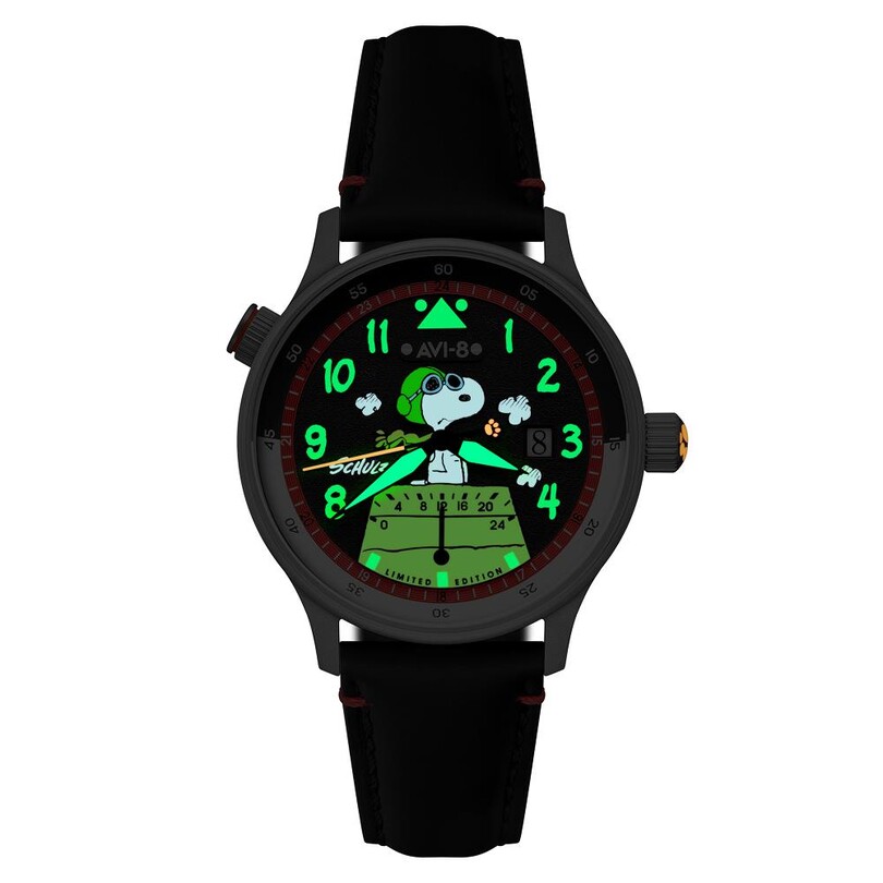 HAWKER HURRICANE MCKELLAR DUAL TIME PEANUTS SNOOPY FLYING ACE LIMITED EDITION AV-4151-01 (Citizen Miyota GP01 Mekanizmalı) Erkek Kol Saati - Thumbnail