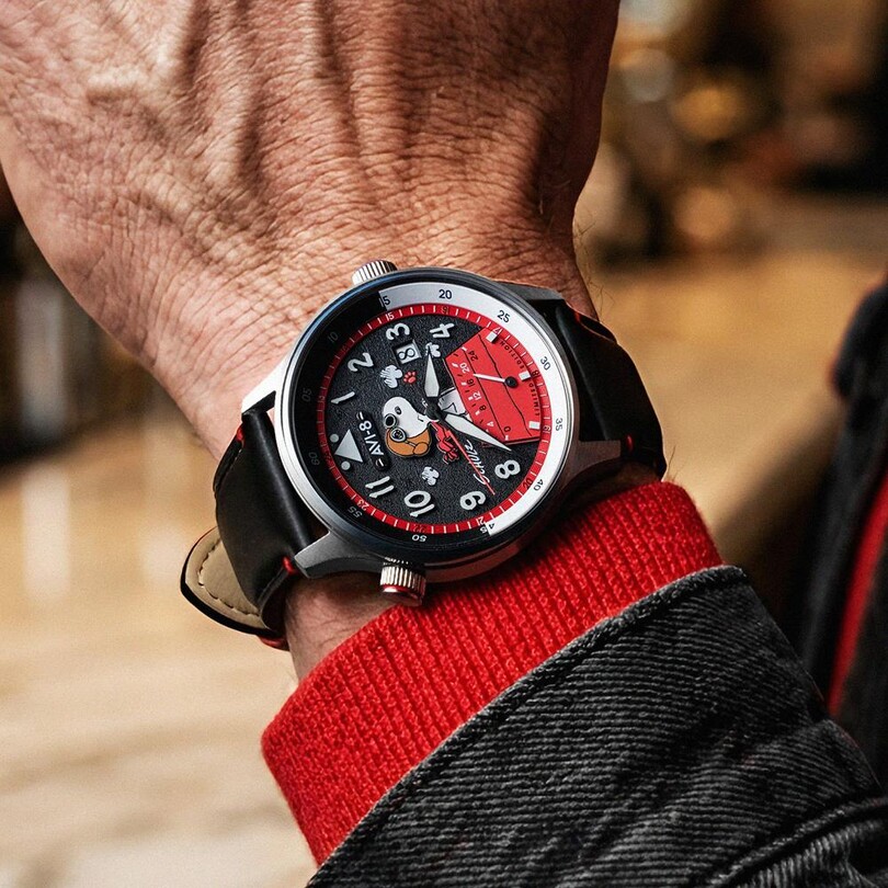 HAWKER HURRICANE MCKELLAR DUAL TIME PEANUTS SNOOPY FLYING ACE LIMITED EDITION AV-4151-01 (Citizen Miyota GP01 Mekanizmalı) Erkek Kol Saati - Thumbnail