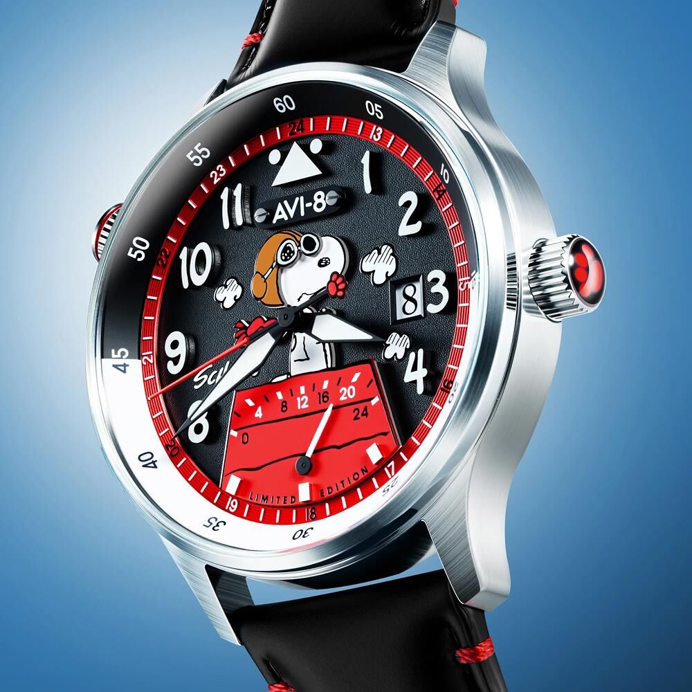 HAWKER HURRICANE MCKELLAR DUAL TIME PEANUTS SNOOPY FLYING ACE LIMITED EDITION AV-4151-01 (Citizen Miyota GP01 Mekanizmalı) Erkek Kol Saati