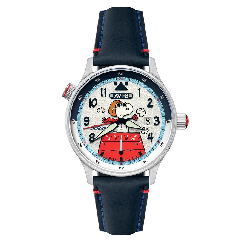 AVI-8 - HAWKER HURRICANE MCKELLAR DUAL TIME PEANUTS SNOOPY FLYING ACE LIMITED EDITION AV-4151-02 (Citizen Miyota GP01 Mekanizmalı) Erkek Kol Saati
