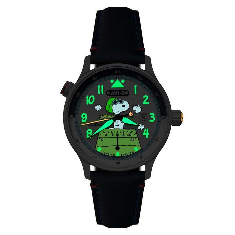 HAWKER HURRICANE MCKELLAR DUAL TIME PEANUTS SNOOPY FLYING ACE LIMITED EDITION AV-4151-02 (Citizen Miyota GP01 Mekanizmalı) Erkek Kol Saati - Thumbnail