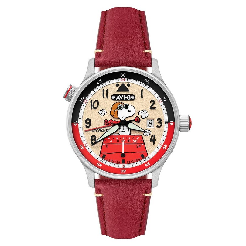 AVI-8 - HAWKER HURRICANE MCKELLAR DUAL TIME PEANUTS SNOOPY FLYING ACE LIMITED EDITION AV-4151-03 (Citizen Miyota GP01 Mekanizmalı) Erkek Kol Saati