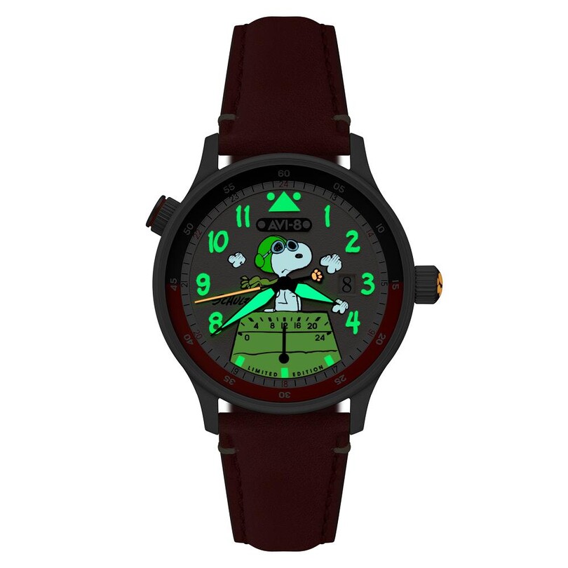 HAWKER HURRICANE MCKELLAR DUAL TIME PEANUTS SNOOPY FLYING ACE LIMITED EDITION AV-4151-03 (Citizen Miyota GP01 Mekanizmalı) Erkek Kol Saati - Thumbnail