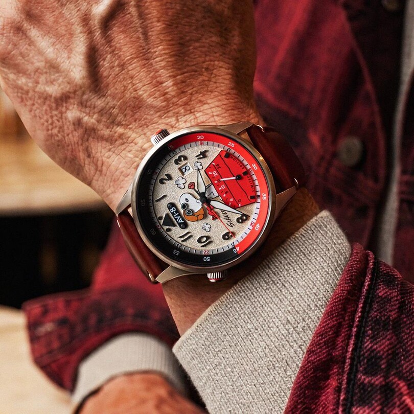 HAWKER HURRICANE MCKELLAR DUAL TIME PEANUTS SNOOPY FLYING ACE LIMITED EDITION AV-4151-03 (Citizen Miyota GP01 Mekanizmalı) Erkek Kol Saati - Thumbnail