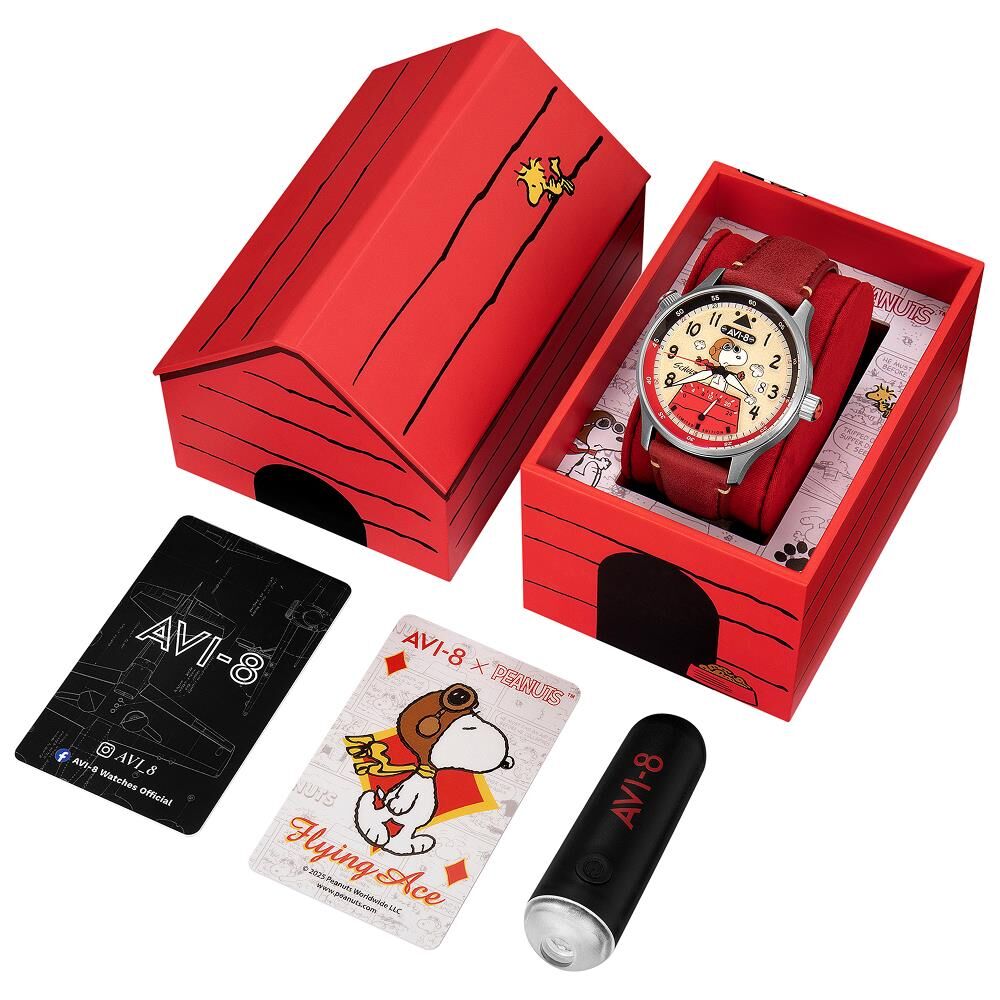 HAWKER HURRICANE MCKELLAR DUAL TIME PEANUTS SNOOPY FLYING ACE LIMITED EDITION AV-4151-03 (Citizen Miyota GP01 Mekanizmalı) Erkek Kol Saati