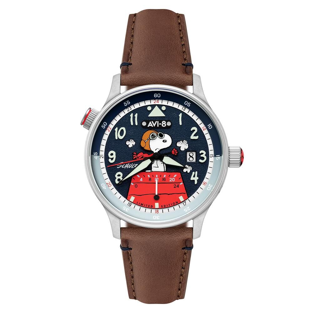 HAWKER HURRICANE MCKELLAR DUAL TIME PEANUTS SNOOPY FLYING ACE LIMITED EDITION AV-4151-04 (Citizen Miyota GP01 Mekanizmalı) Erkek Kol Saati
