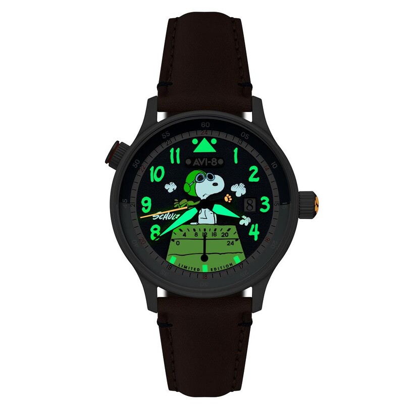 HAWKER HURRICANE MCKELLAR DUAL TIME PEANUTS SNOOPY FLYING ACE LIMITED EDITION AV-4151-04 (Citizen Miyota GP01 Mekanizmalı) Erkek Kol Saati - Thumbnail
