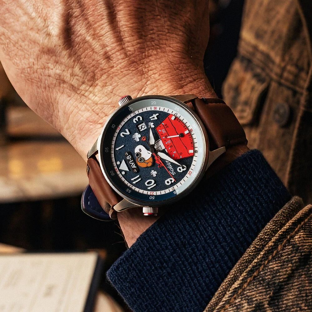 HAWKER HURRICANE MCKELLAR DUAL TIME PEANUTS SNOOPY FLYING ACE LIMITED EDITION AV-4151-04 (Citizen Miyota GP01 Mekanizmalı) Erkek Kol Saati