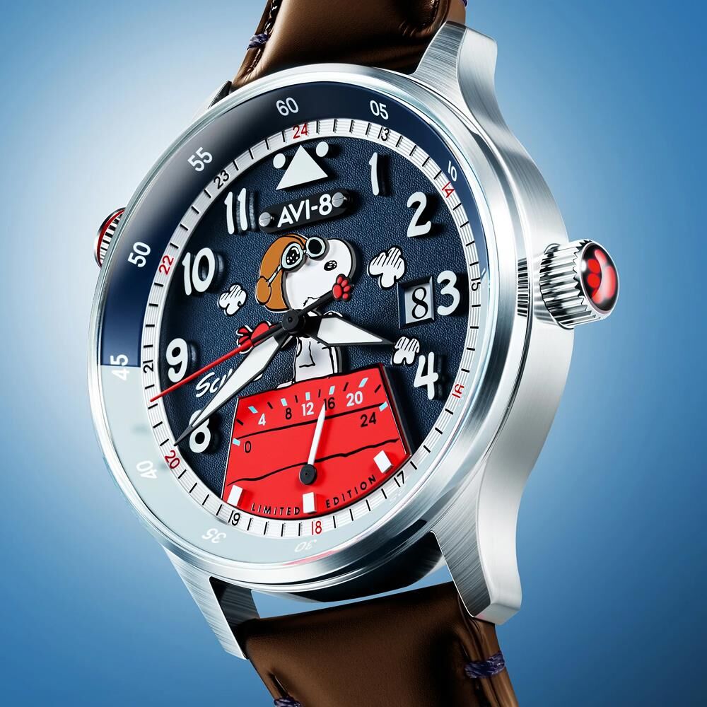 HAWKER HURRICANE MCKELLAR DUAL TIME PEANUTS SNOOPY FLYING ACE LIMITED EDITION AV-4151-04 (Citizen Miyota GP01 Mekanizmalı) Erkek Kol Saati