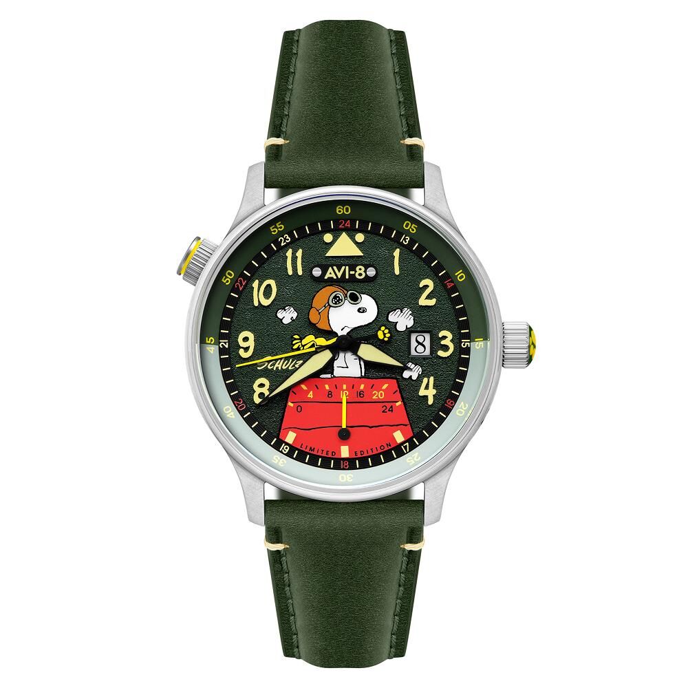 HAWKER HURRICANE MCKELLAR DUAL TIME PEANUTS SNOOPY FLYING ACE LIMITED EDITION AV-4151-05 (Citizen Miyota GP01 Mekanizmalı) Erkek Kol Saati