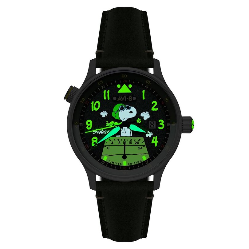HAWKER HURRICANE MCKELLAR DUAL TIME PEANUTS SNOOPY FLYING ACE LIMITED EDITION AV-4151-05 (Citizen Miyota GP01 Mekanizmalı) Erkek Kol Saati - Thumbnail