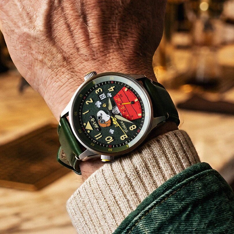 HAWKER HURRICANE MCKELLAR DUAL TIME PEANUTS SNOOPY FLYING ACE LIMITED EDITION AV-4151-05 (Citizen Miyota GP01 Mekanizmalı) Erkek Kol Saati - Thumbnail