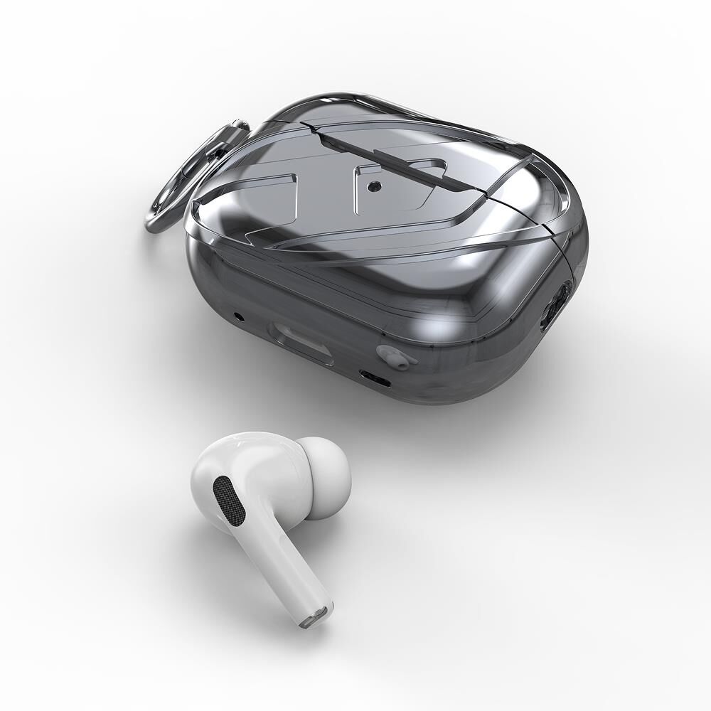 Diesel AirPods Pro / Pro 2 için Parlak Kılıf - Gümüş