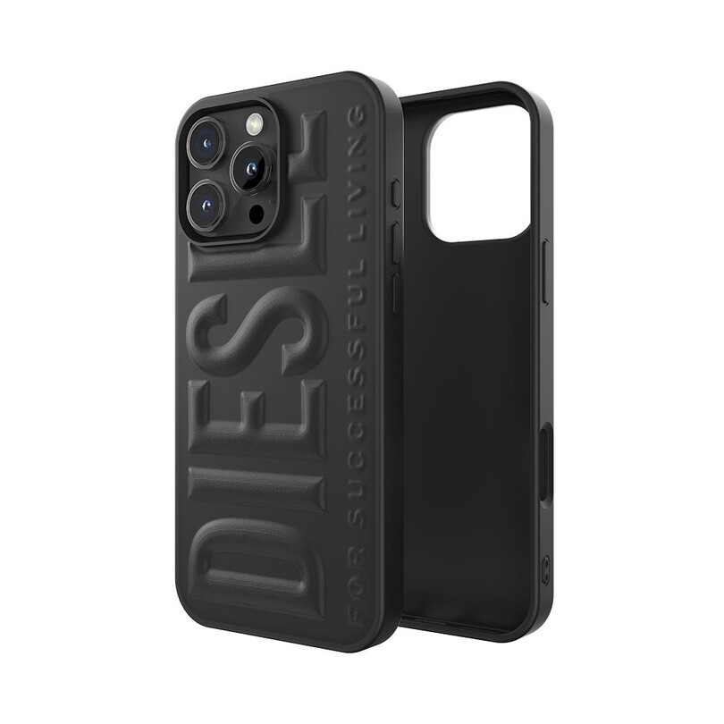 DIESEL TELEFON AKS. - Diesel iPhone 16 Pro Max Uyumlu 3D Biscotto Kılıf - Siyah