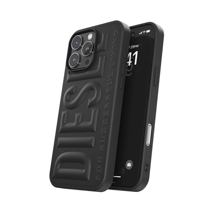 Diesel iPhone 16 Pro Max Uyumlu 3D Biscotto Kılıf - Siyah - Thumbnail