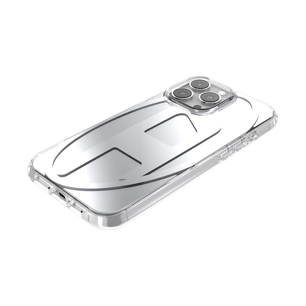 Diesel iPhone 16 Pro Max Uyumlu Oval D Aynalı (Mirror) Kılıf - Gümüş