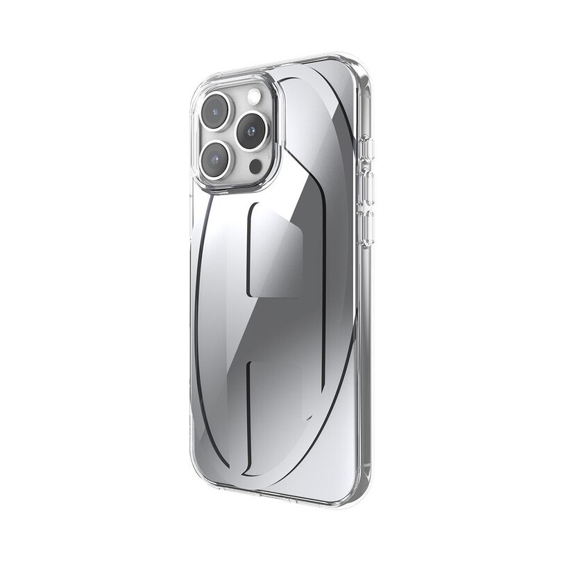 Diesel iPhone 16 Pro Max Uyumlu Oval D Aynalı (Mirror) Kılıf - Gümüş - Thumbnail