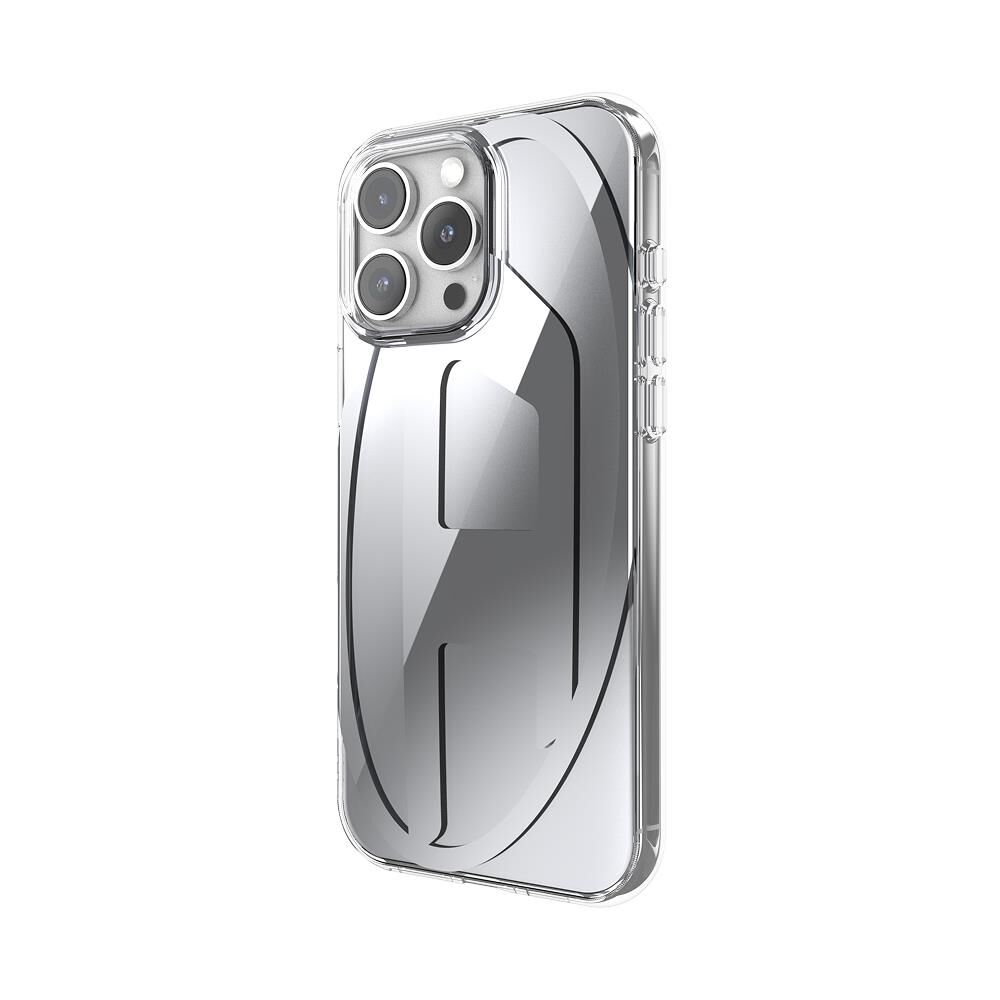 Diesel iPhone 16 Pro Max Uyumlu Oval D Aynalı (Mirror) Kılıf - Gümüş