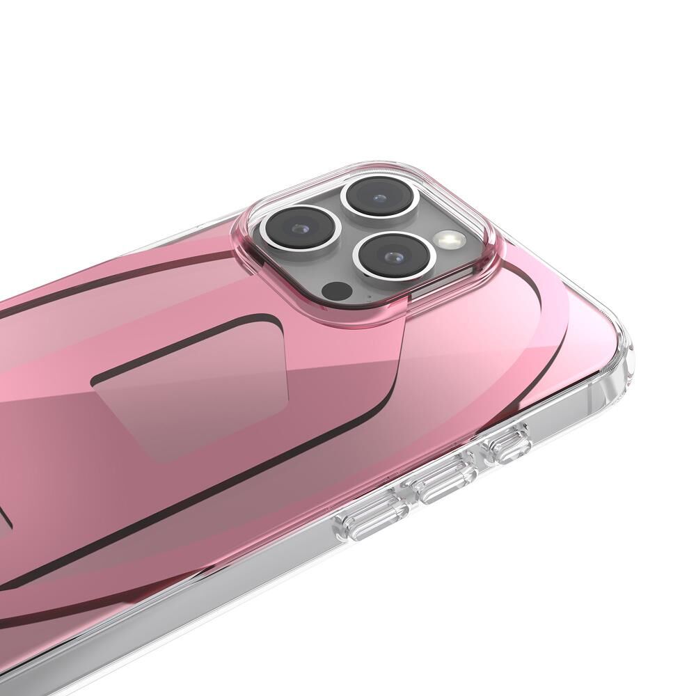 Diesel iPhone 16 Pro Max Uyumlu Oval D Aynalı (Mirror) Kılıf - Pembe