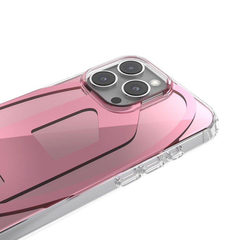 Diesel iPhone 16 Pro Max Uyumlu Oval D Aynalı (Mirror) Kılıf - Pembe - Thumbnail