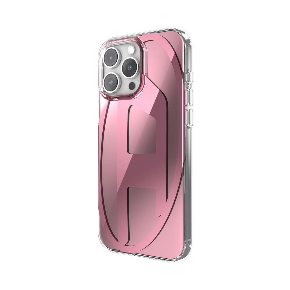 Diesel iPhone 16 Pro Max Uyumlu Oval D Aynalı (Mirror) Kılıf - Pembe