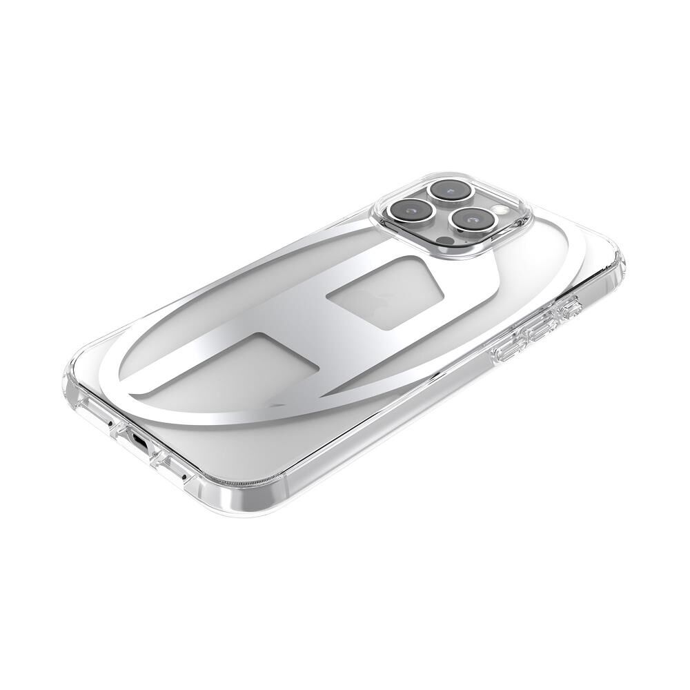 Diesel iPhone 16 Pro Max Uyumlu Oval D Mirror Şeffaf Kılıf - Şeffaf/Gümüş