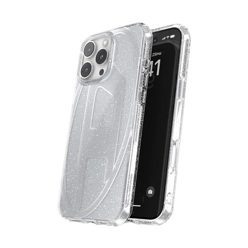 Diesel iPhone 16 Pro Max Uyumlu Oval D Simli Kılıf - Gümüş - Thumbnail