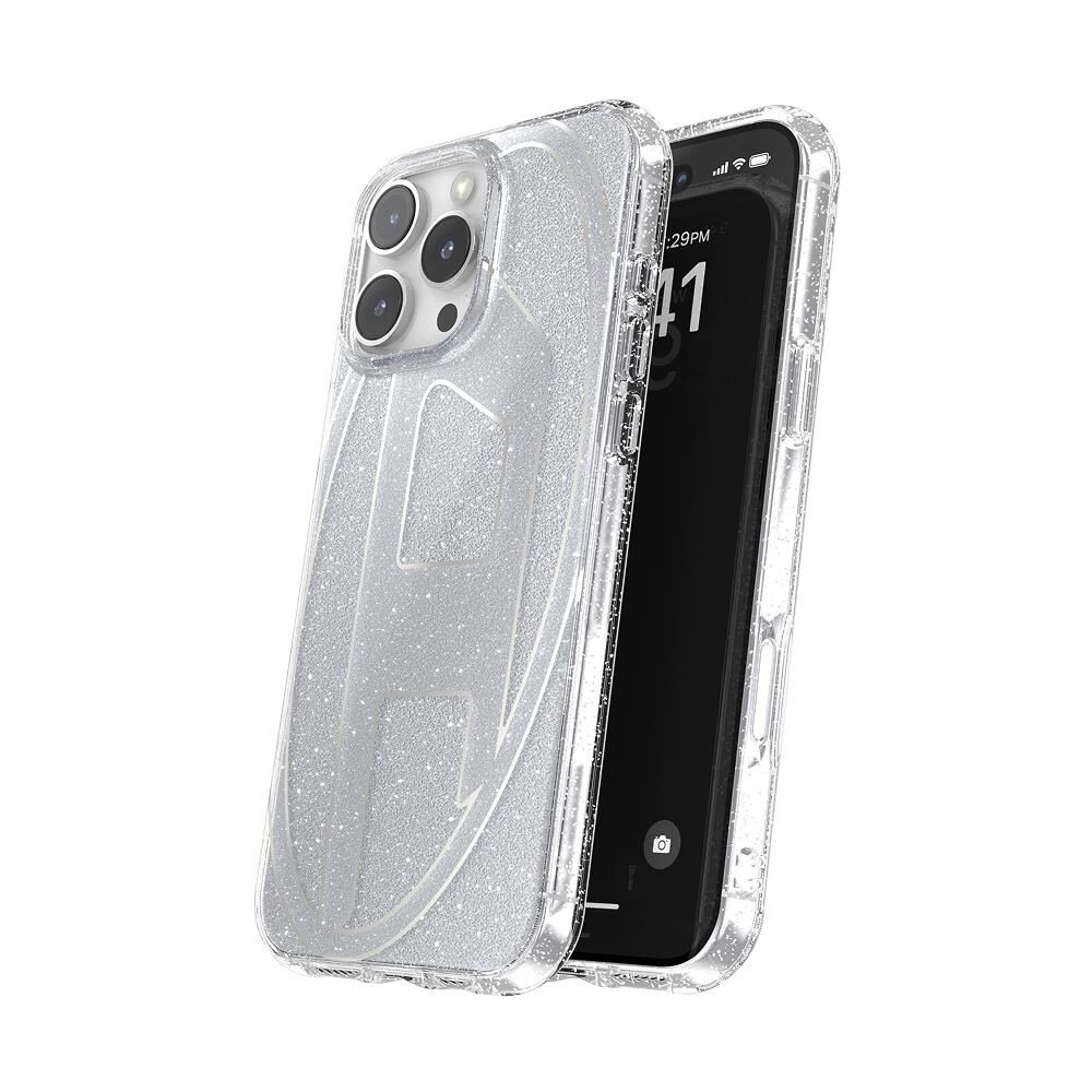 Diesel iPhone 16 Pro Max Uyumlu Oval D Simli Kılıf - Gümüş