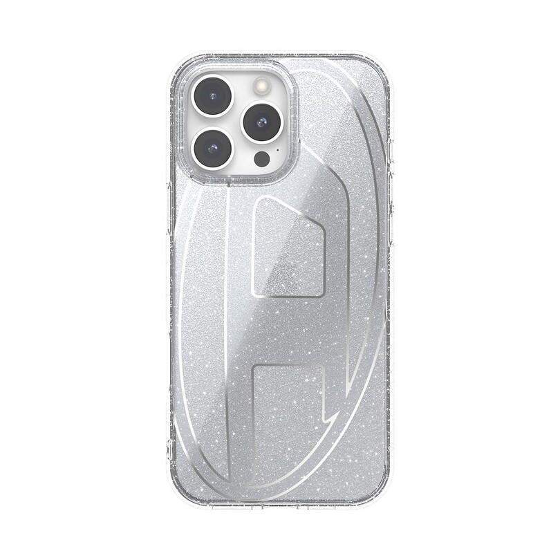 Diesel iPhone 16 Pro Max Uyumlu Oval D Simli Kılıf - Gümüş - Thumbnail