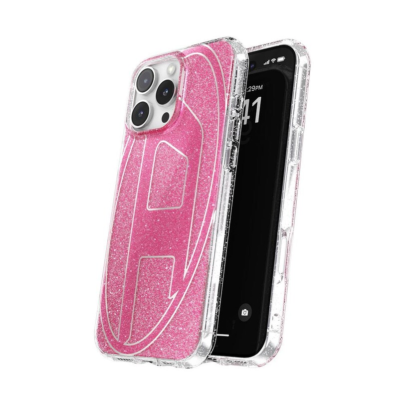 Diesel iPhone 16 Pro Max Uyumlu Oval D Simli Kılıf - Pembe - Thumbnail