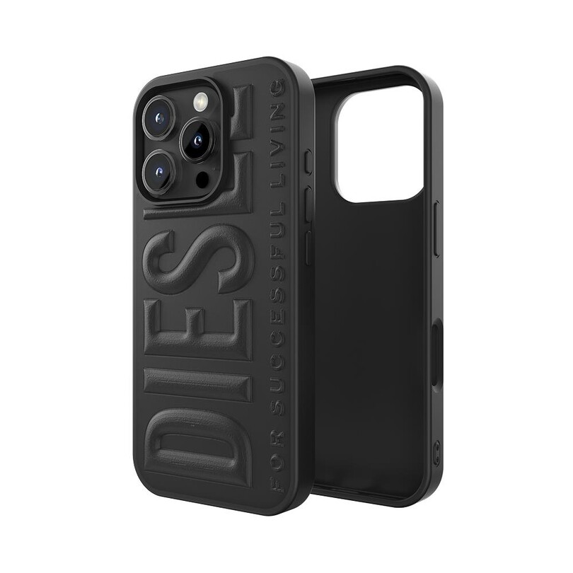 DIESEL TELEFON AKS. - Diesel iPhone 16 Pro Uyumlu 3D Biscotto Kılıf - Siyah