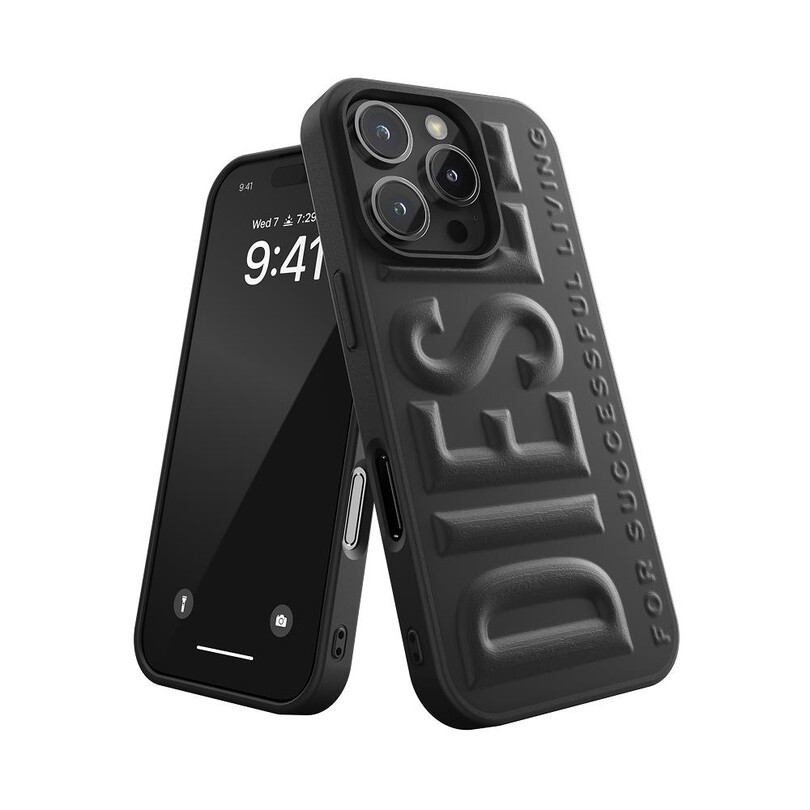 Diesel iPhone 16 Pro Uyumlu 3D Biscotto Kılıf - Siyah - Thumbnail