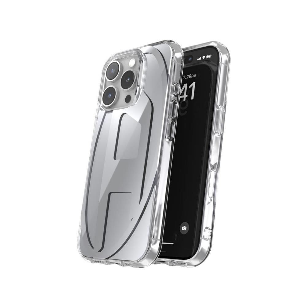 Diesel iPhone 16 Pro Uyumlu Oval D Aynalı (Mirror) Kılıf - Gümüş