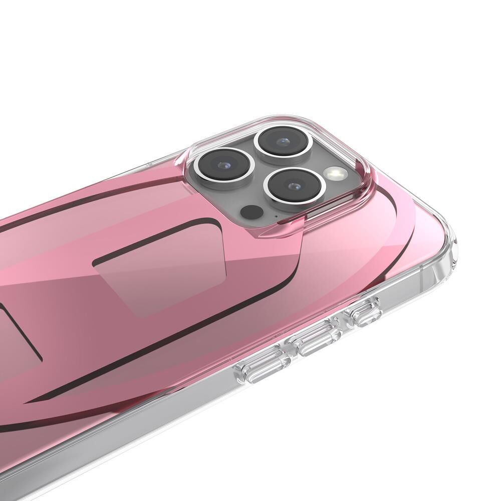 Diesel iPhone 16 Pro Uyumlu Oval D Aynalı (Mirror) Kılıf - Pembe