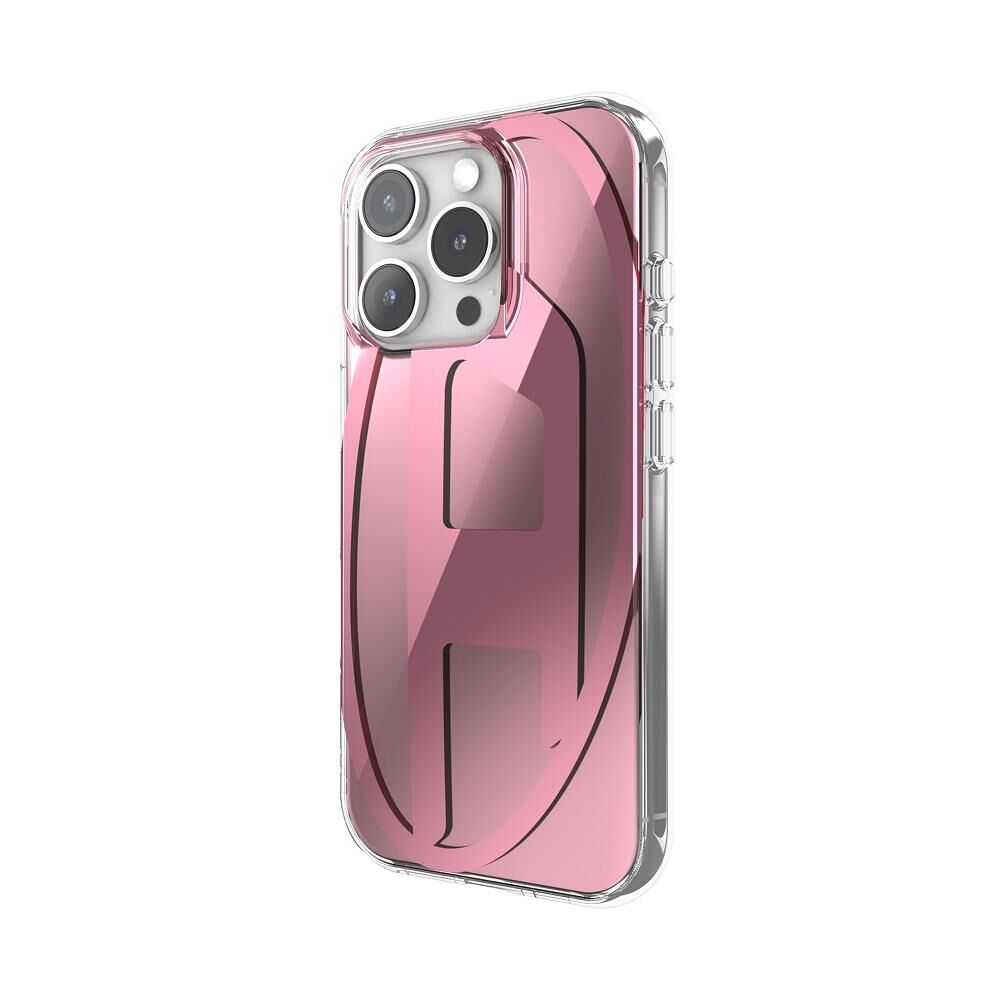 Diesel iPhone 16 Pro Uyumlu Oval D Aynalı (Mirror) Kılıf - Pembe