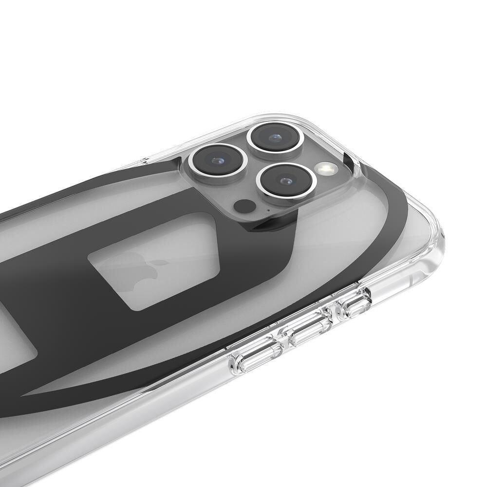Diesel iPhone 16 Pro Uyumlu Oval D Mirror Şeffaf Kılıf - Şeffaf/Siyah