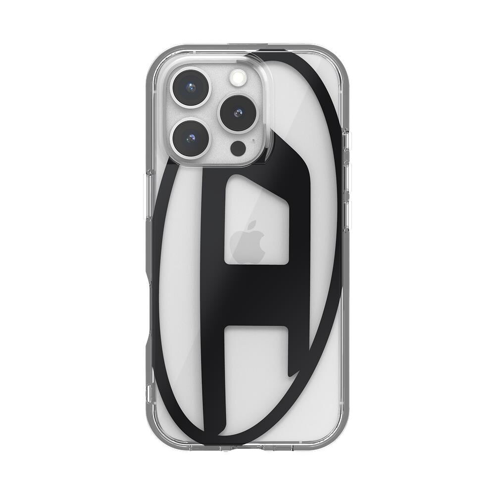 Diesel iPhone 16 Pro Uyumlu Oval D Mirror Şeffaf Kılıf - Şeffaf/Siyah