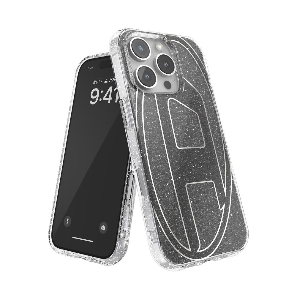 Diesel iPhone 16 Pro Uyumlu Oval D Simli Kılıf - Siyah