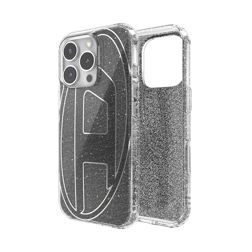 Diesel iPhone 16 Pro Uyumlu Oval D Simli Kılıf - Siyah