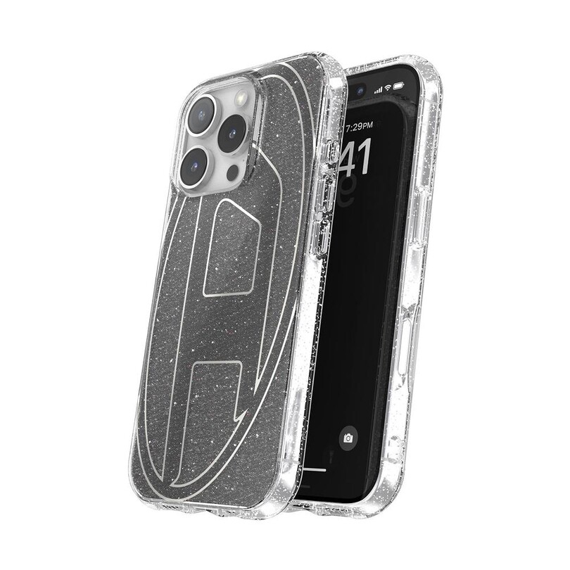 Diesel iPhone 16 Pro Uyumlu Oval D Simli Kılıf - Siyah - Thumbnail