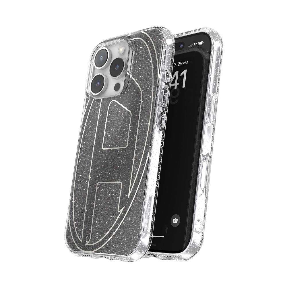 Diesel iPhone 16 Pro Uyumlu Oval D Simli Kılıf - Siyah
