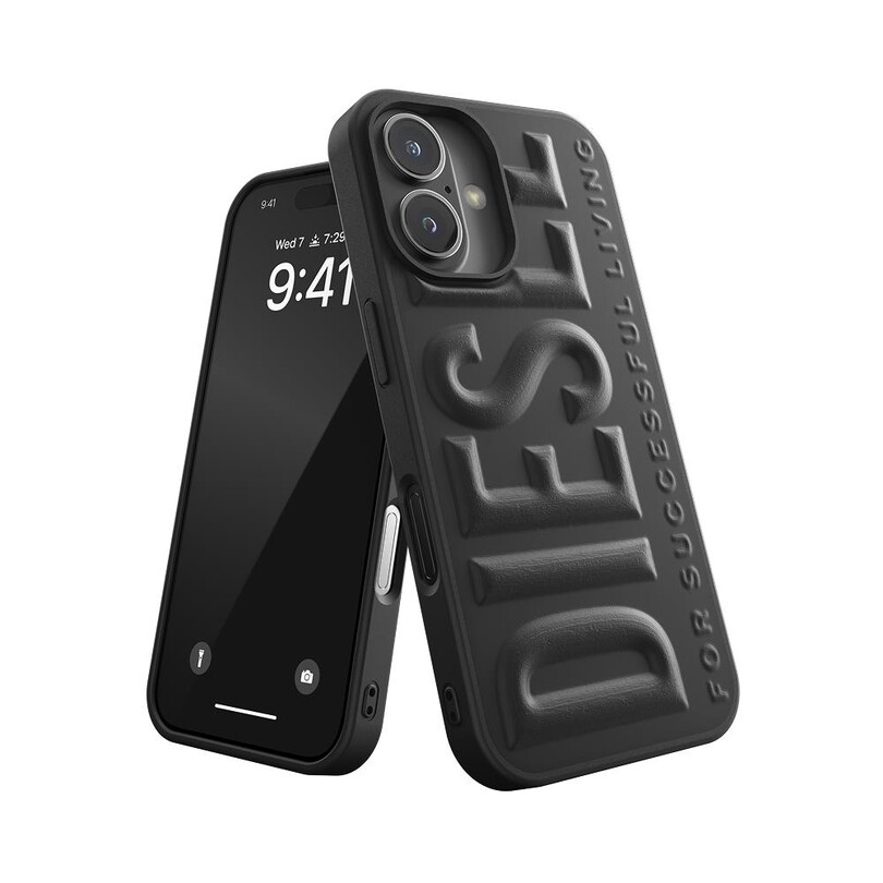 Diesel iPhone 16 Uyumlu 3D Biscotto Kılıf - Siyah - Thumbnail
