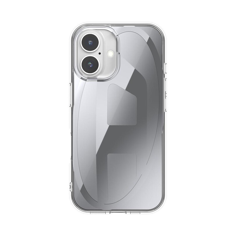 Diesel iPhone 16 Uyumlu Oval D Aynalı (Mirror) Kılıf - Gümüş - Thumbnail