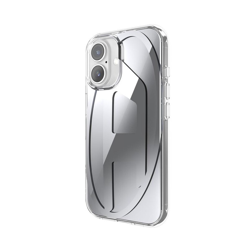 Diesel iPhone 16 Uyumlu Oval D Aynalı (Mirror) Kılıf - Gümüş - Thumbnail
