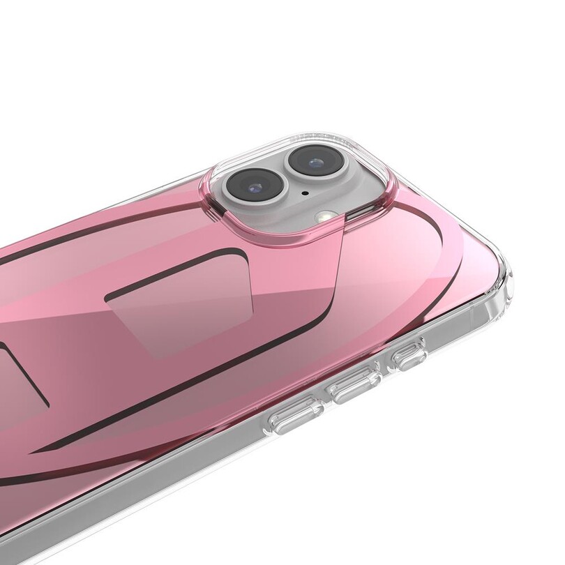 Diesel iPhone 16 Uyumlu Oval D Aynalı (Mirror) Kılıf - Pembe - Thumbnail