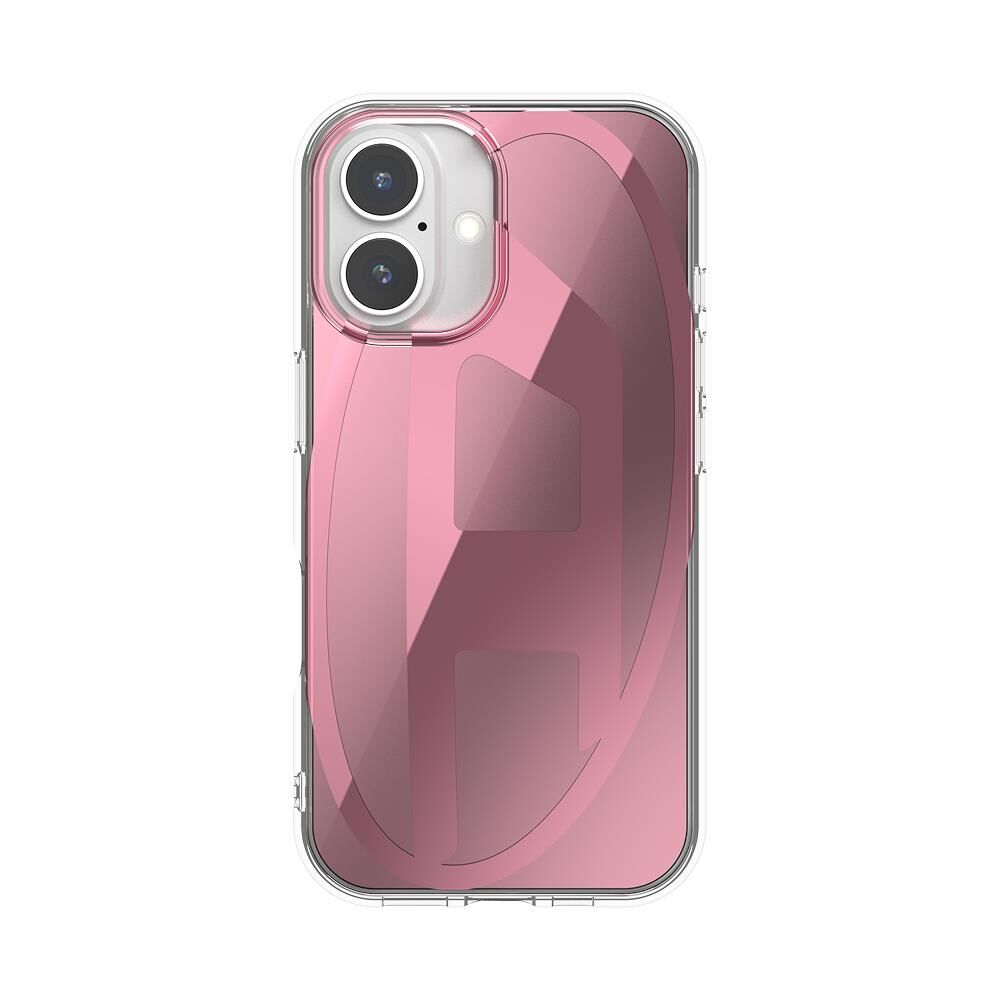 Diesel iPhone 16 Uyumlu Oval D Aynalı (Mirror) Kılıf - Pembe
