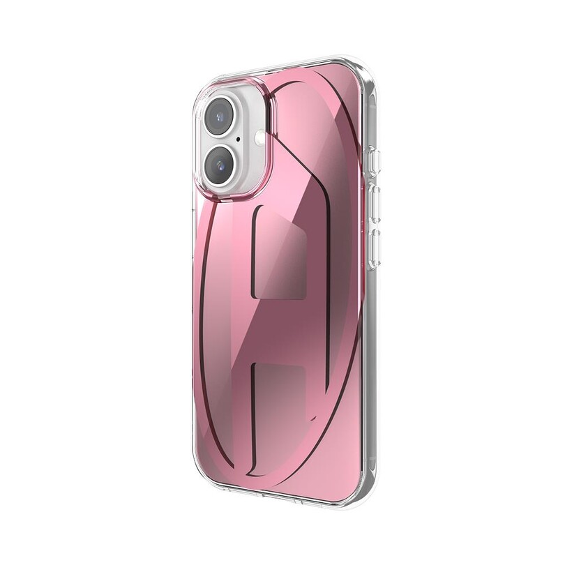 Diesel iPhone 16 Uyumlu Oval D Aynalı (Mirror) Kılıf - Pembe - Thumbnail