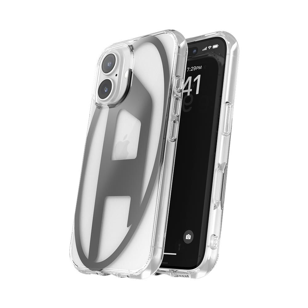 Diesel iPhone 16 Uyumlu Oval D Mirror Şeffaf Kılıf - Şeffaf/Siyah