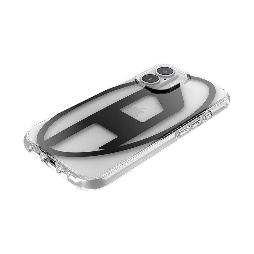 Diesel iPhone 16 Uyumlu Oval D Mirror Şeffaf Kılıf - Şeffaf/Siyah - Thumbnail