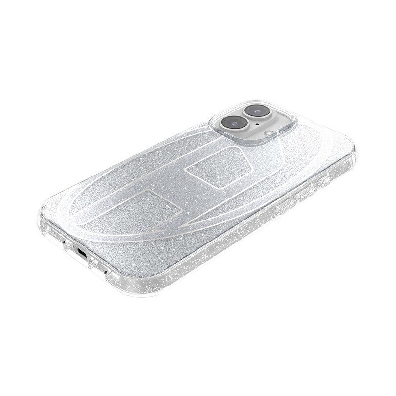 Diesel iPhone 16 Uyumlu Oval D Simli Kılıf - Gümüş - Thumbnail